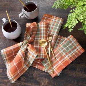 Hawley Plaid Harvest Napkins, Set of 8 - 17x17 - Elrene Home Fashions - 1 of 3