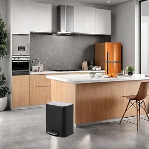 Trash Can with Lid, Stainless Steel Step-on Garbage Can with Removable Inner Bucket for Kitchen Bathroom, Office, Living Room - 1 of 4