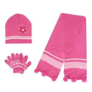 Heat Trendz Girl's One Size Fits Most Flower Hat Gloves and Scarf Winter Set - 1 of 4