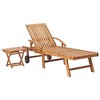vidaXL Sun Lounger with  Table and Cushion Solid Teak Wood - 2 of 4