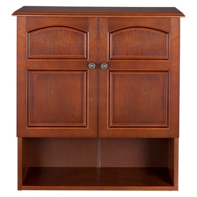 Martha 2 Door Wall Cabinet Brown - Elegant Home Fashions: Chrome-Plated, Adjustable Shelf, Wall Mounted Storage