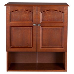 Martha 2 Door Wall Cabinet Brown - Elegant Home Fashions: Chrome-Plated, Adjustable Shelf, Wall Mounted Storage - 1 of 4