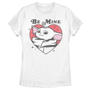 Women's Star Wars The Mandalorian Valentine's Day Grogu Be Mine T-Shirt - 1 of 4