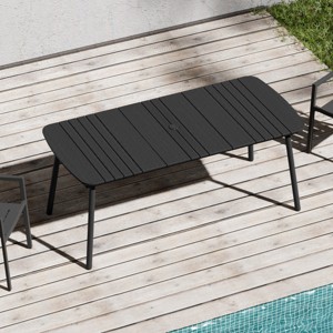 Crestlive Products Outdoor Dining Table for 4-6 People Patio Rectangle Table, Aluminum Frame with Durable Wood-Like Tabletop and Umbrella Hole - 1 of 4