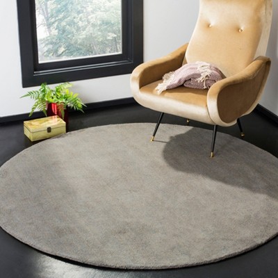 Himalaya Gray Round Hand-Tufted Wool Area Rug, 8'