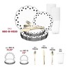 Smarty Had A Party White w/ Black Dots Round Blossom Plastic Wedding Set - 30 Sets - 4 of 4
