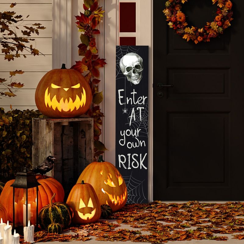 Northlight 36" Enter at Your Own Risk Wooden Halloween Porch Board Sign Decoration, 2 of 5