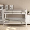 Whisen Twin Over Twin Bunk Bed & Bed Frame with Ladder, Full-length Guardrail, Solid Wood Frame - White - 4 of 4