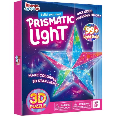 Klever Kits Prismatic 3D Light Art Puzzle, Build Your Own Colorful 3D Star Light, 99+ Light Bulbs, Includes Hanging Hook and USB Power Cable