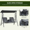 Sapphtopaz Porch Swing Glider Chair with Pivot Storage Outdoor Swing with Adjustable Canopy and Cup Holders for Garden, Backyard, Patio - 4 of 4