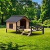 SEVOBAL Outdoor Large Wooden Cabin House Style Wooden Dog Kennel with Porch,Multicolored, (67"*32.7"*32.3") - 3 of 4