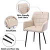 Sapphtopaz Modern Dining Chairs Set of 1 Velvet Upholstered Kitchen Chair with Armrests and Metal Legs Dining Chair for Kitchen, Bedroom, Cream - 4 of 4