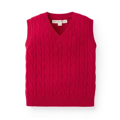 Hope & Henry Boys' V-Neck Sweater Vest (Red, 12-18 Months)