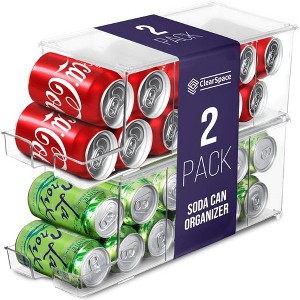 2 Pack Soda Can Organizer & Dispenser for Refrigerator - Stackable Drink Organizer Holds 12 Cans Each - 1 of 4