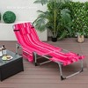 Costway 2 PCS Outdoor Folding Chaise 5-Position Lounge Chair with Adjustable Footrest Pink/Gray/Dark Pink/Navy Blue - 2 of 4