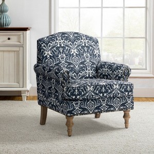 Yahweh Wooden Upholstered Floral Pattern Design Armchair with Panel Arms and Camelback| ART OF LIVING DESIGNS - 1 of 4