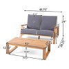 2 Piece Acacia Wood Outdoor Garden Furniture Set,Armrest Adirondack Loveseat with Coffee Table,Patio Conversation Set with Cushions-Coolbibila - 4 of 4
