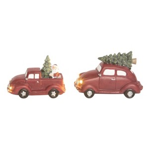 Transpac Resin Light Up Christmas Car Figurine Set of 2 Christmas Home Decorations - 1 of 1