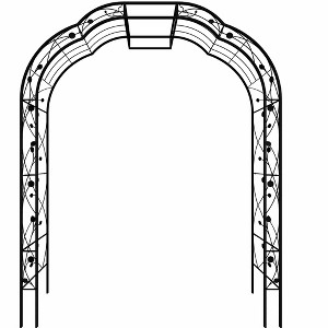 Lirago, 15.3"D * 98.42"H * 74.4"W, Black Metal Garden Arch - Galvanized Iron Trellis, Rose Arch, Outdoor Garden Decor with Gate Design - 1 of 4