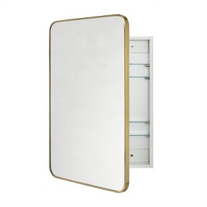TEHOME Garnes Rectangular Recessed or Surface Mount Metal Medicine Cabinet with Mirror - 1 of 4