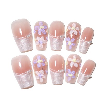 LOVELAY CREATIONS Pink French Cat Eye Press-On Nails with Butterflies