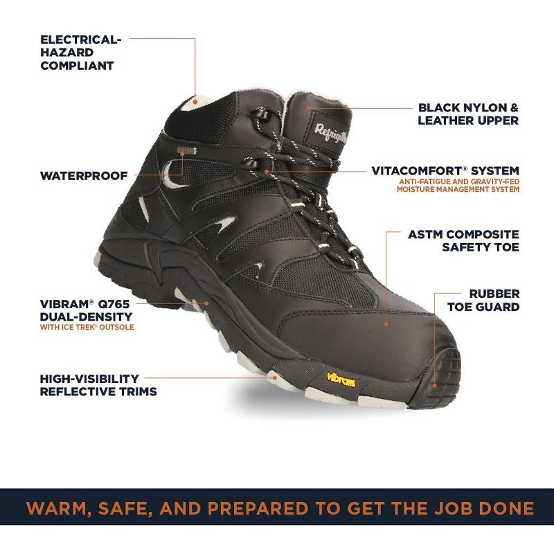 RefrigiWear Men's Crossover Hiker Waterproof Lightweight Work Boots, 3 of 8