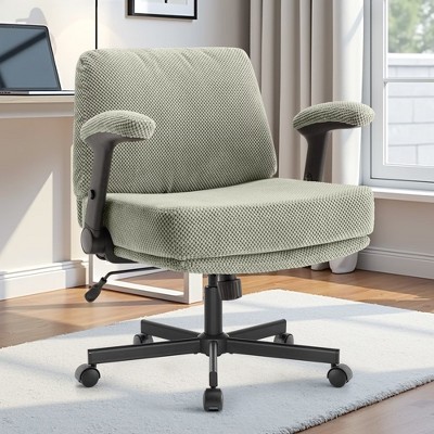 Dsvimoy Task and Office Chair Criss Cross Chair with Flip Arms and Wide Seat for Home Office, Green, 27"*22.9"*13"