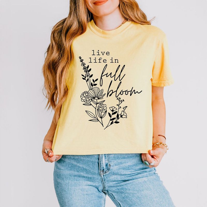 Simply Sage Market Women's Live Life In Full Bloom Short Sleeve Relaxed Fit Cropped Tee, 2 of 6