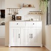 Modern Farmhouse Kitchen Storage Cabinet with 42-Inch Width, Sideboard Buffet with Drawers, Adjustable Shelves and Doors, For Living and Dining Room - 2 of 4