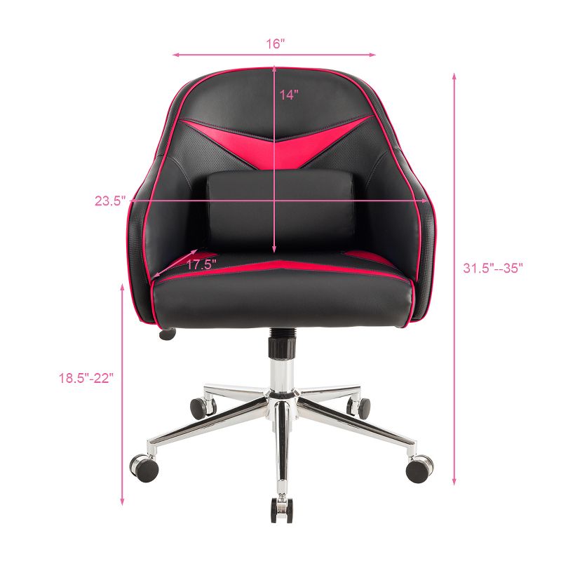 Costway Office Chair Task Desk Swivel Adjustable Height w/ Massage Lumbar Support BlueGreen, 3 of 11