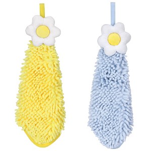 REGALWOVEN Chenille Soft Absorbent Flower Hanging Hand Towels for Bathroom 2 Pcs - 1 of 4