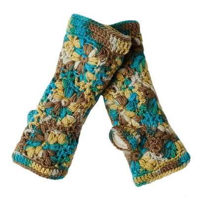 Multi Color Flower Crochet Handwarmers_Nirvanna Designs