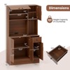 Costway 66" Pantry Cabinet Tall Kitchen Storage Cabinet with Charging Station Brown - 3 of 4
