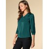 INSPIRE CHIC Women's V Neck 3/4 Sleeve Casual Office Work Satin Blouses - 4 of 4