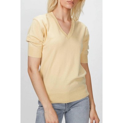 Women's ELBOW V-NECK TOP - 6397