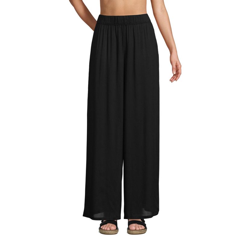 Lands' End Women's Sheer Oversized Swim Cover-up Pants, 1 of 4