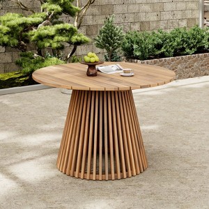 Christopher Knight Home Henri Rustic Patio Acacia Wood Round Dining Table - 1 of 4