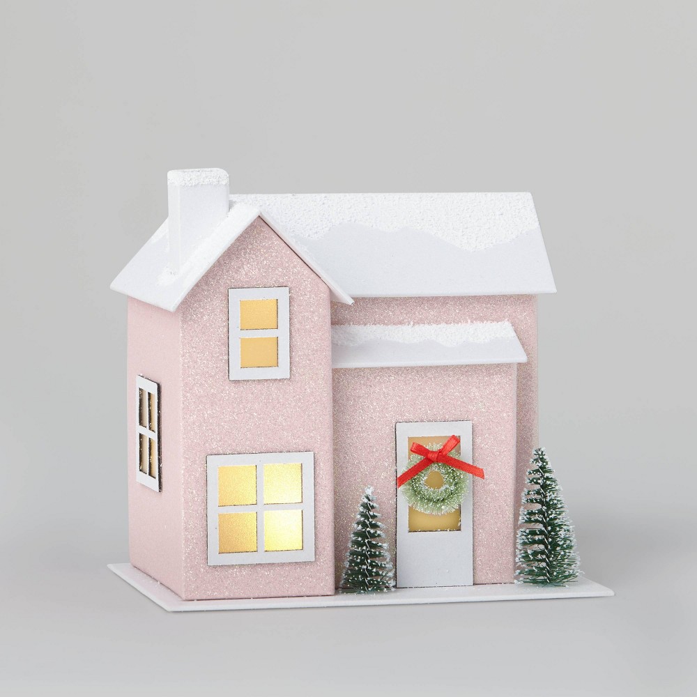 Paper House Decorative Figurine Pink/White - Wondershop