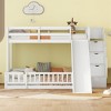 Twin Over Full Bunk Bed For Kids, Wooden Stair Bunk Bed Frame With Slide, High Guardrails, Strong Wooden Slats Supports, No Box Spring Needed - 3 of 4
