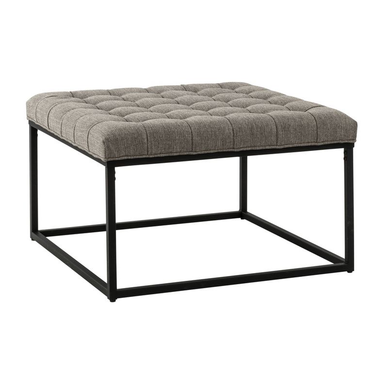 28" Square Button Tufted Metal Ottoman - WOVENBYRD, 5 of 27