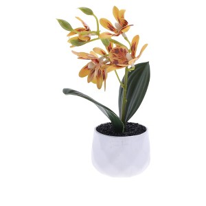 Unique Bargains Artificial Plants Plastic White Yellow 2.36"x2.36"x7.48" 1 Pc - 1 of 4