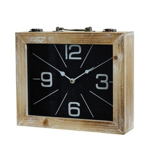 VIP Wood 12.25 in. Black Aged Table Clock - 1 of 4