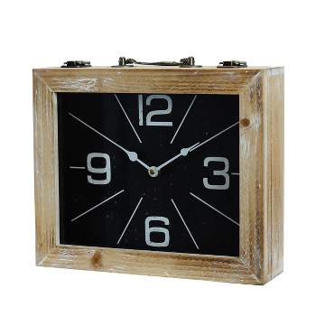 VIP Wood 12.25 in. Black Aged Table Clock