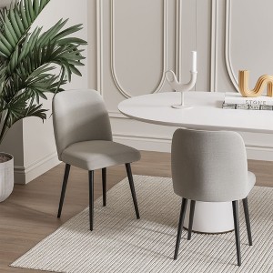 Pexfix Linen Upholstered Dining Chairs with Black Legs Set of 2 - 1 of 4