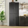 70" Tall Kitchen Pantry Cabinet with 4 doors & adjustable shelves. Freestanding utility hutch for multiple rooms. - 3 of 4