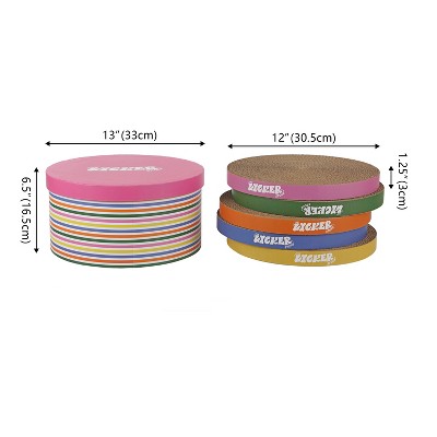 THE LICKER STORE Kate 12" Modern Patterned Cardboard Reversible Cat Scratcher Pad in Box with Catnip, Multi-Colored (5-Pack)