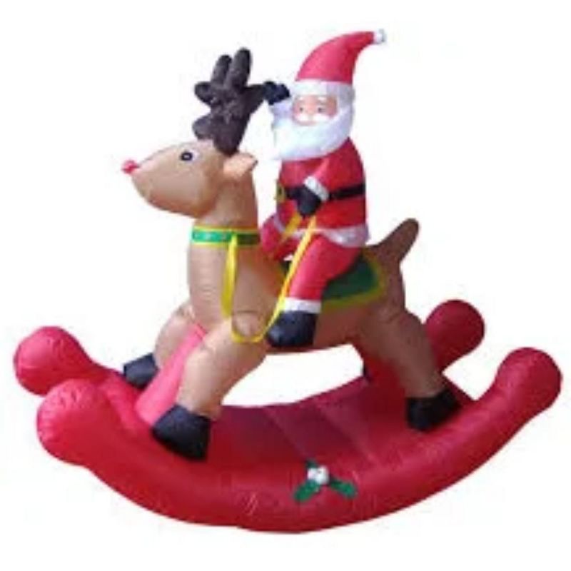 Northlight 4.75' Pre-Lit Red Inflatable Rocking Reindeer and Santa Outdoor Christmas Yard Decor, 3 of 4