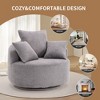 TiramisuBest Oversize Round Swivel Chair Cozy Club 360 degrees Swivel Sofa with 3 Pillows Chenille Fabric with Gray for sofa - 3 of 4