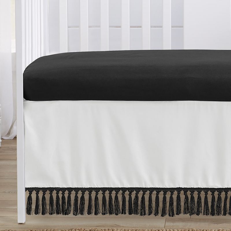 Sweet Jojo Designs Gender Neutral Unisex Baby Crib Bedding Set - Boho Stitch Black and White 4pc, 5 of 7