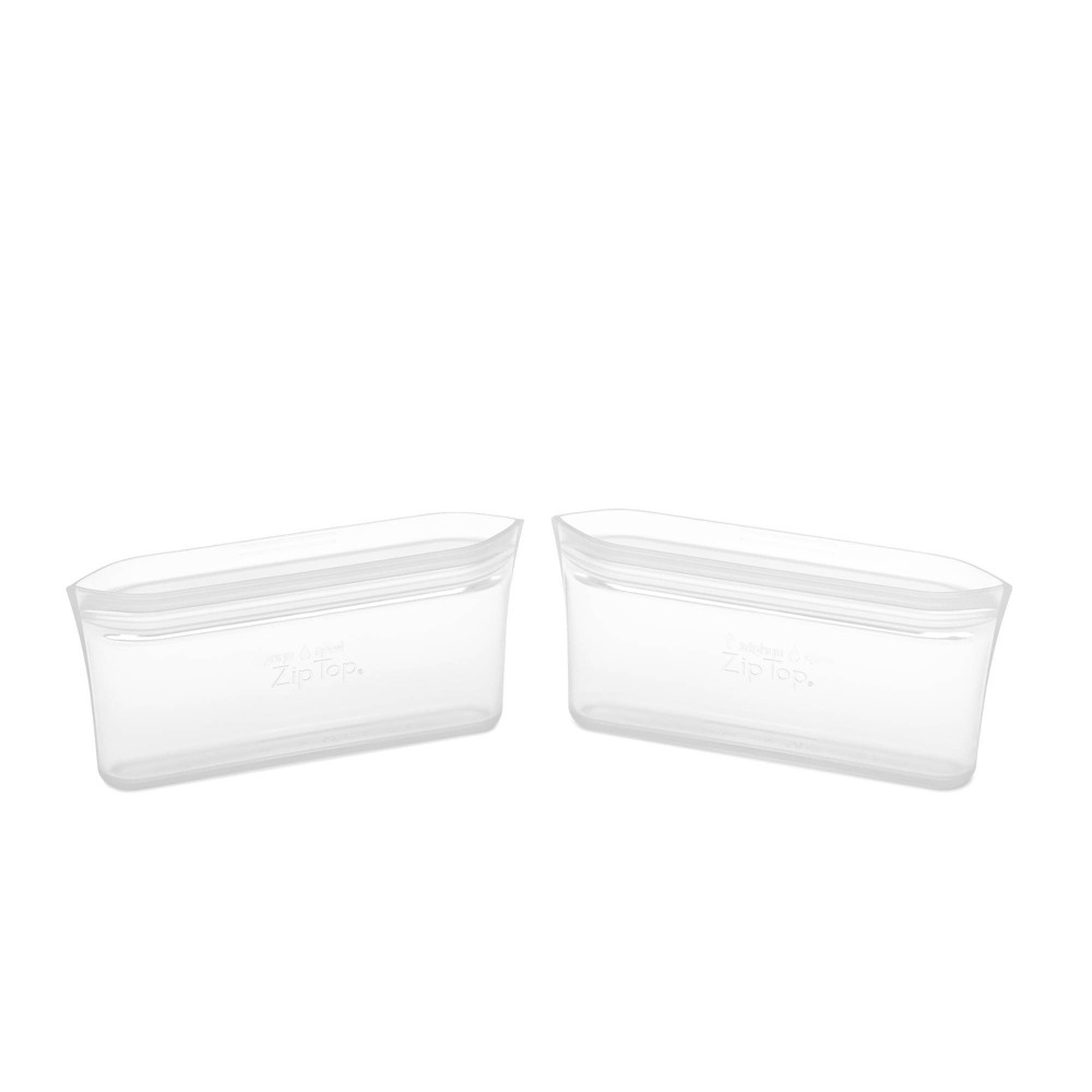 Zip Top Reusable 100% Platinum Silicone Container - Snack Bag Set of 2 -